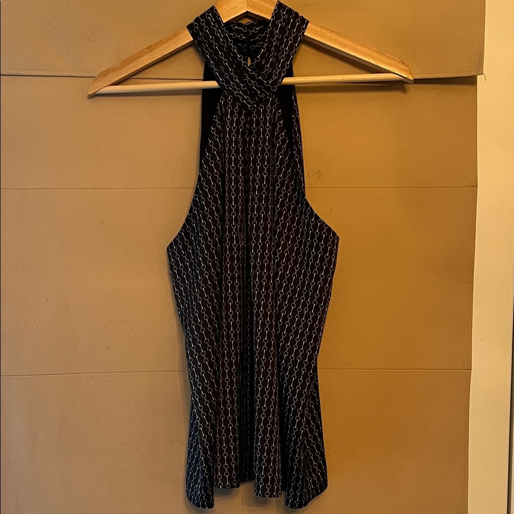 Express Black Patterned Halter Blouse - image 4